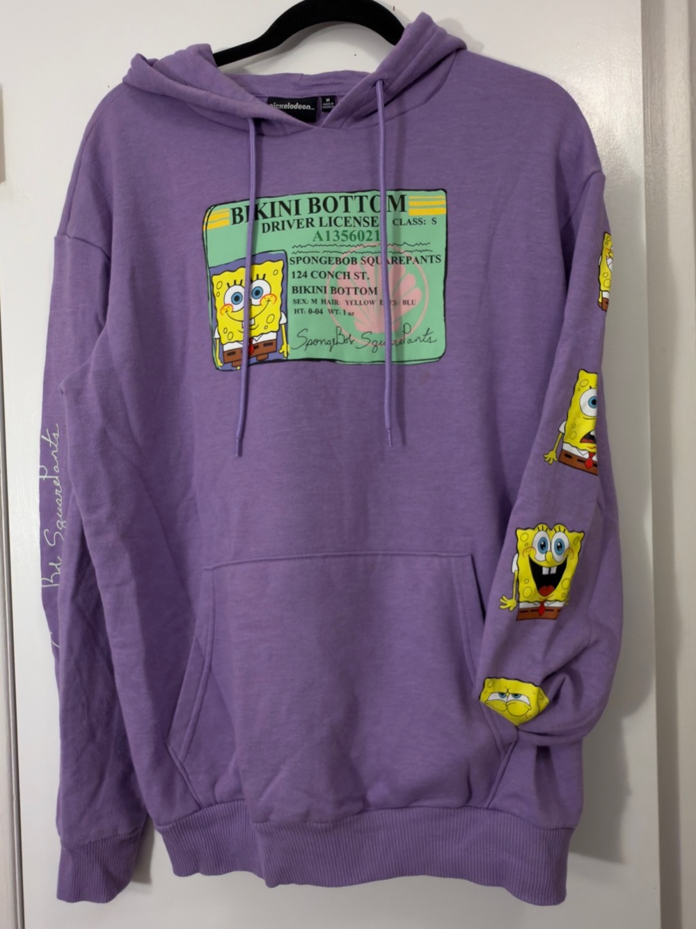 SpongeBob SquarePants Purple Hoodie Sweater Size M